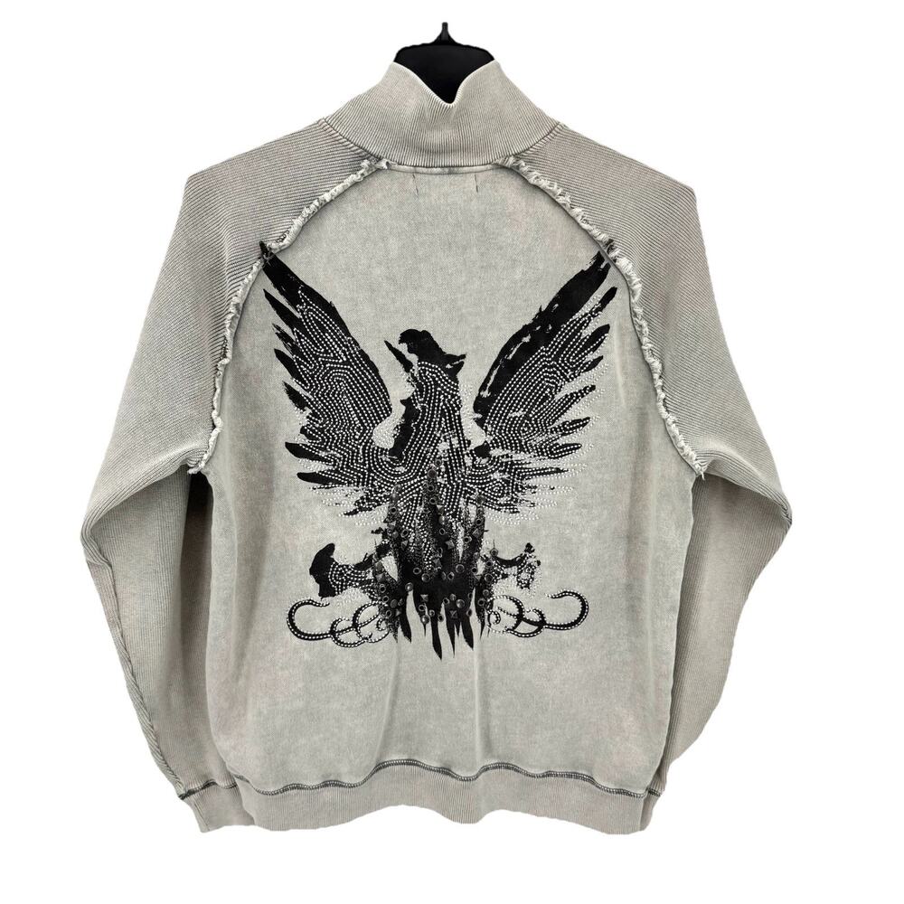 Y2K Vintage CK Jeans Mens L Track Jacket Full Zip Military Eagle Grunge Street